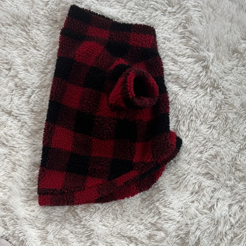 Heart to Tail Red & Black Holiday Buffalo Plaid Front Zip Dog Sherpa Jacket